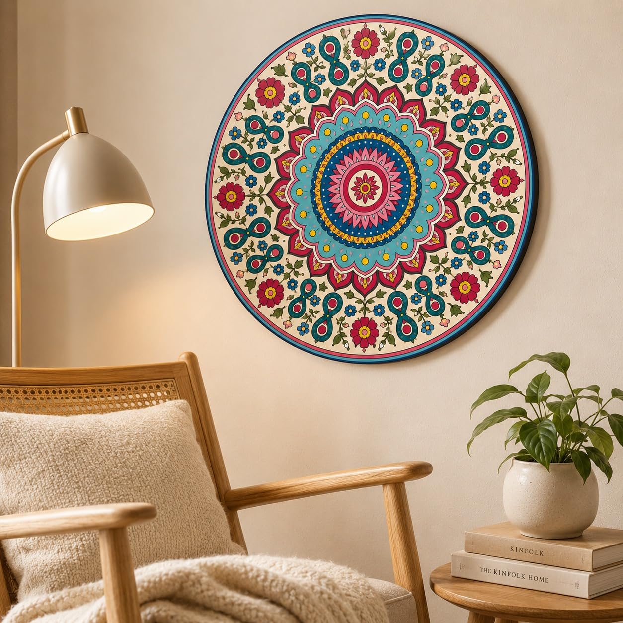 floral mandala round wall art for home decor