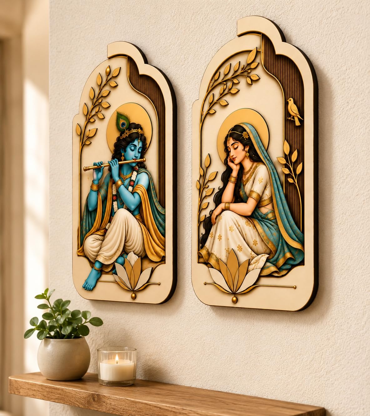 radha krishna wall art for home temple