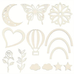 American Elm set of14 Piece Wood Chip Wall Decoration Set with Mixed Shapes