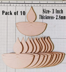 Pack of 10 wooden candle shapes on a white background with measurements.