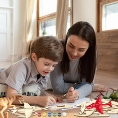 American Elm 14 PCS Wooden Dragon Craft for Kids Make Your Own 3D Dragon kit for Boys Girls DIY Paint Wood Craft for School Art Activity