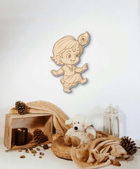 American Elm Baby Krishna MDF Cutout Pre Marked Wooden Craft for Janmashtami Decor