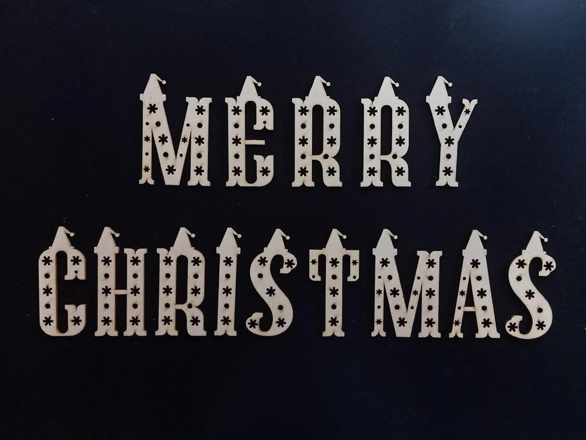 Decorative text 'Merry Christmas' on a black background