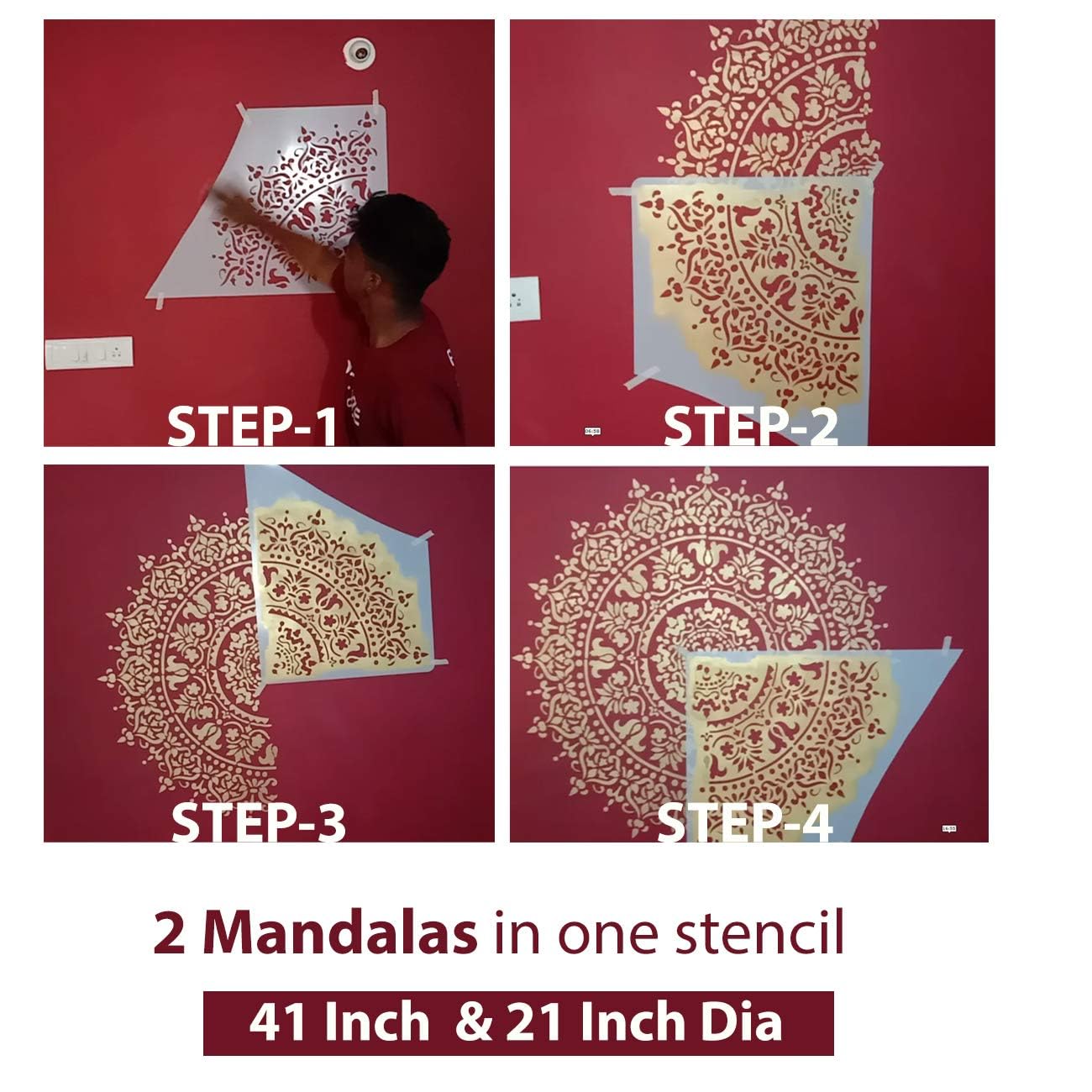 large mandala stencil for living room wall