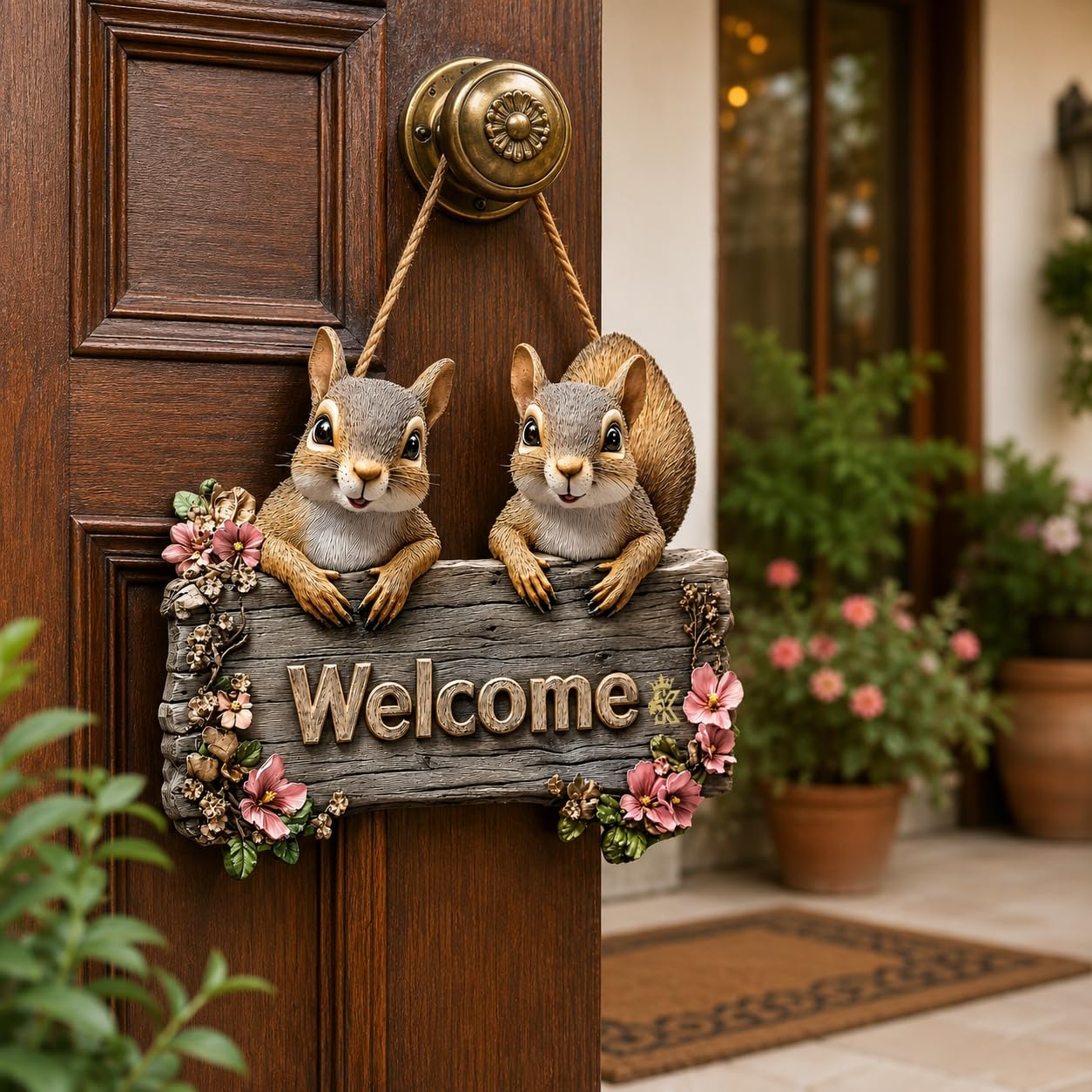 cute squirrel welcome plaque for entryway