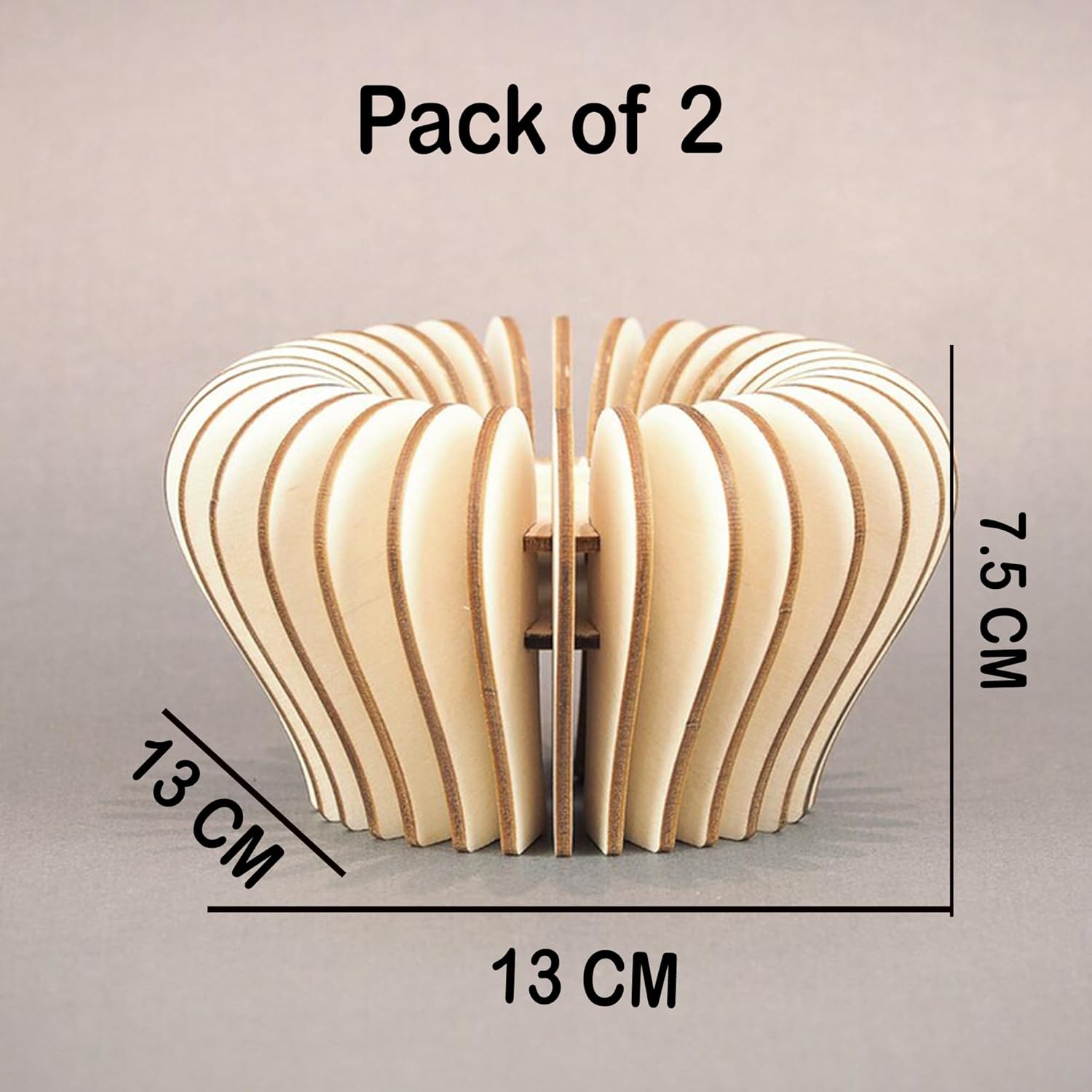 Wooden lamp with measurements on a beige background