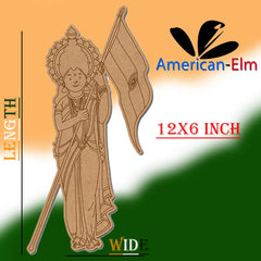 American Elm Bharat Mata MDF Cutout Pre Marked Wooden Craft for Independence Day Decor, DIY Painting & Patriotic Wall Art