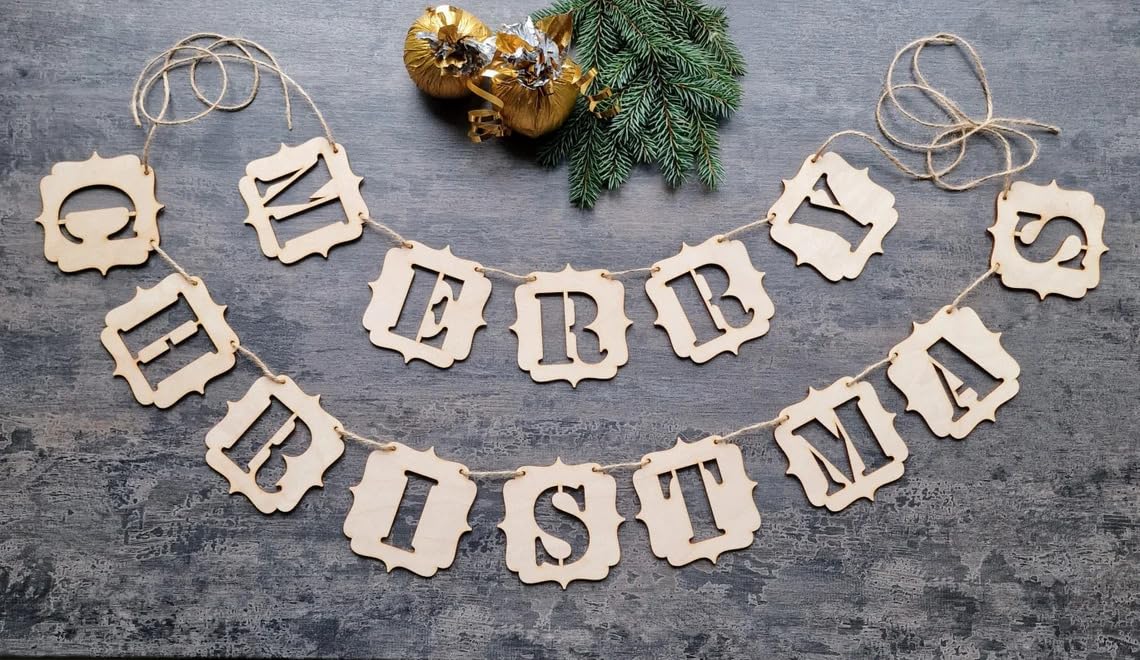 Wooden Christmas banner with 'Merry Christmas' on a rustic wooden background