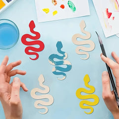 American Elm 10 Pcs Wooden Snake Shaped MDF Cutouts Unfinished DIY Craft Boards for Painting Animal Theme Wall Art