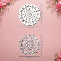 Cliths 4 Pcs Clock Border Stencil Template for Painting Reusable Plastic Brocade Design for Wall Fabric Furniture Wood Canvas DIY Craft and Home Decoration