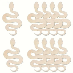 American Elm 10 Pcs Wooden Snake Shaped MDF Cutouts Unfinished DIY Craft Boards for Painting Animal Theme Wall Art