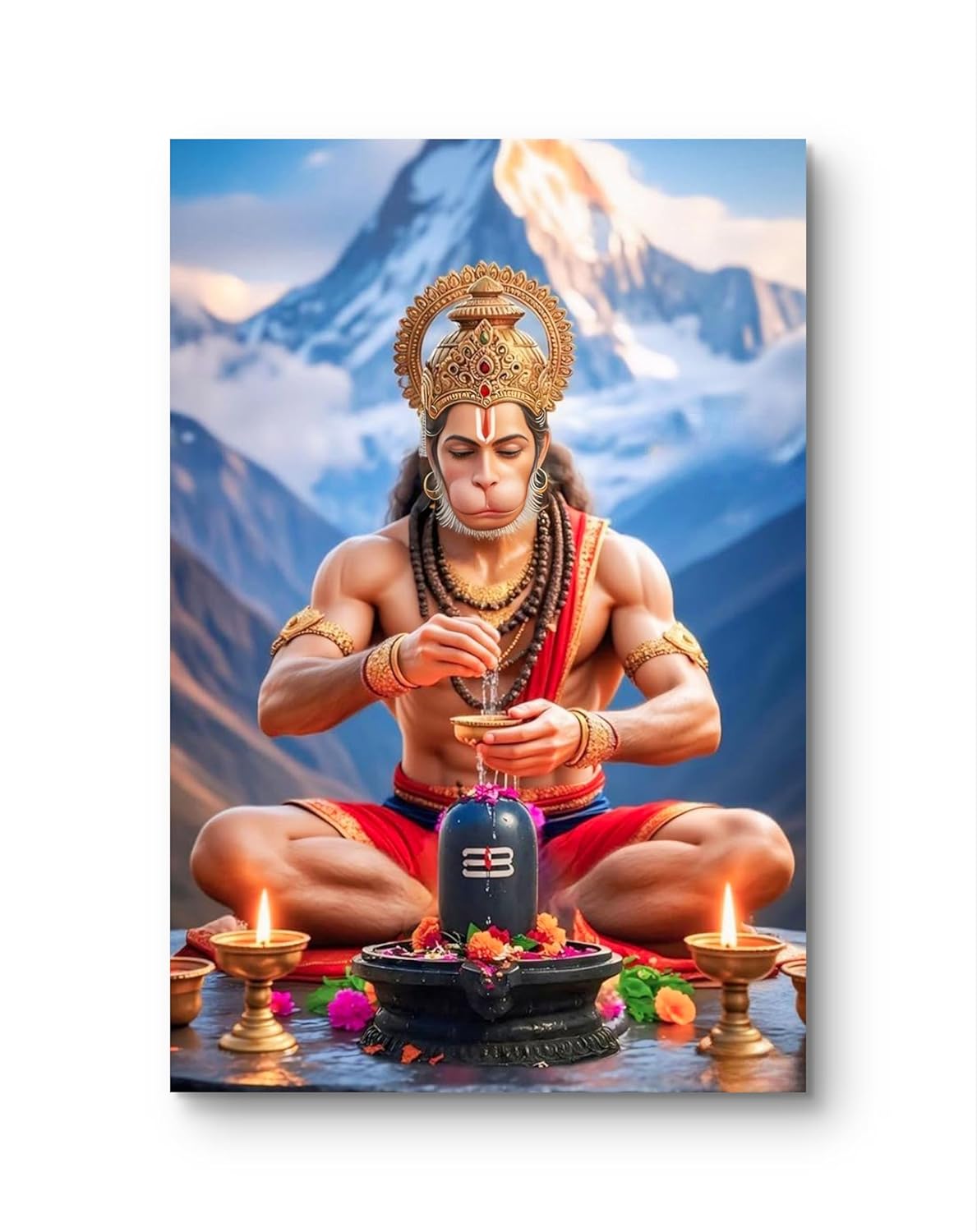 Person in traditional attire performing a ritual with mountains in the background