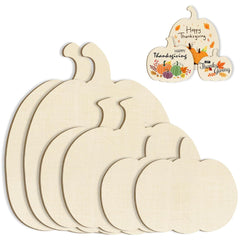 Set of wooden pumpkin-shaped cutting boards with 'Happy Thanksgiving' tags on a white background