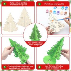 Step-by-step guide to creating a DIY Christmas tree with cutouts and paint.