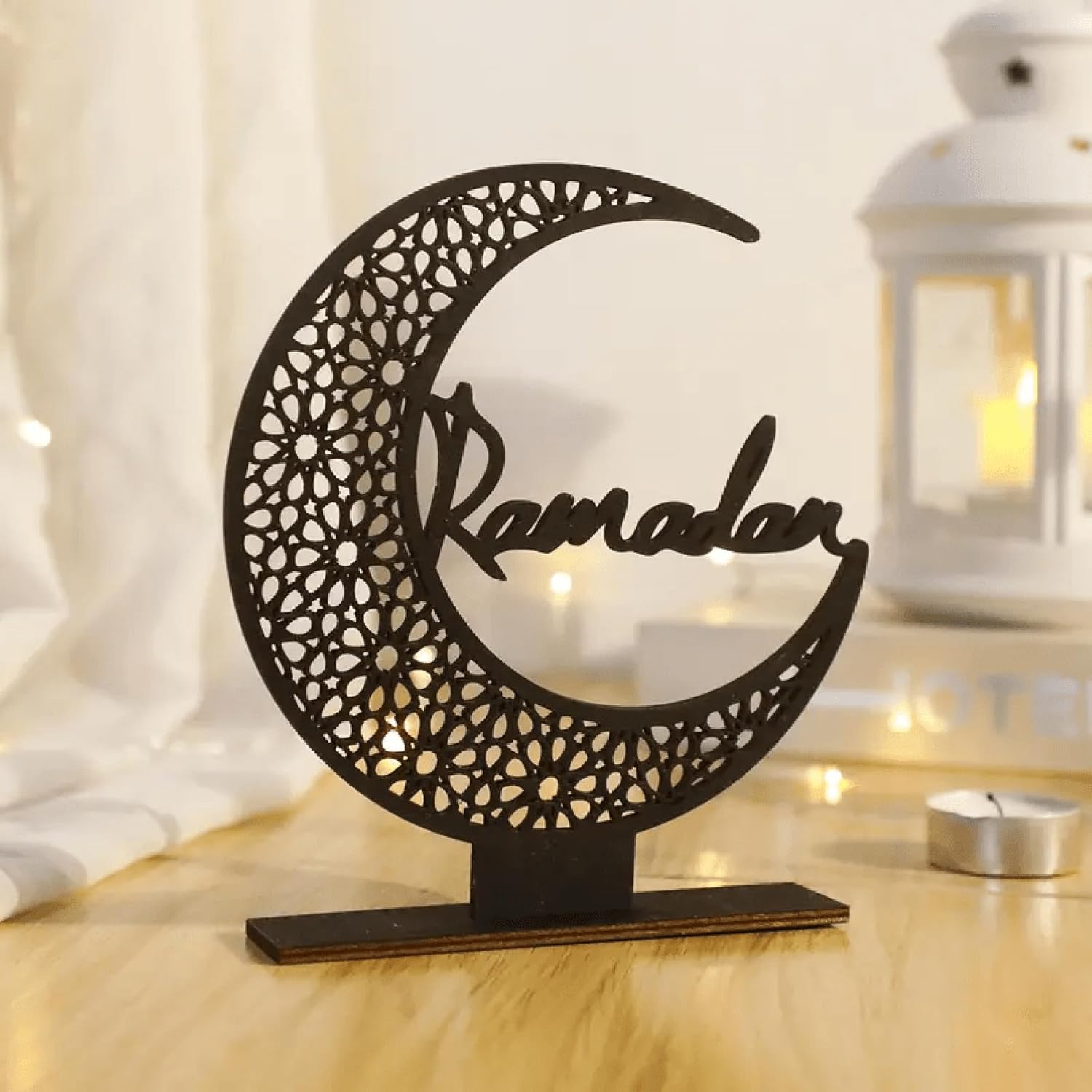 crescent star pine wood base
