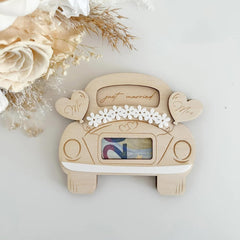 Cliths Wooden Wedding Car Money Holder Handcrafted Cash Gift Box for Weddings Elegant Decorative Money Present Box