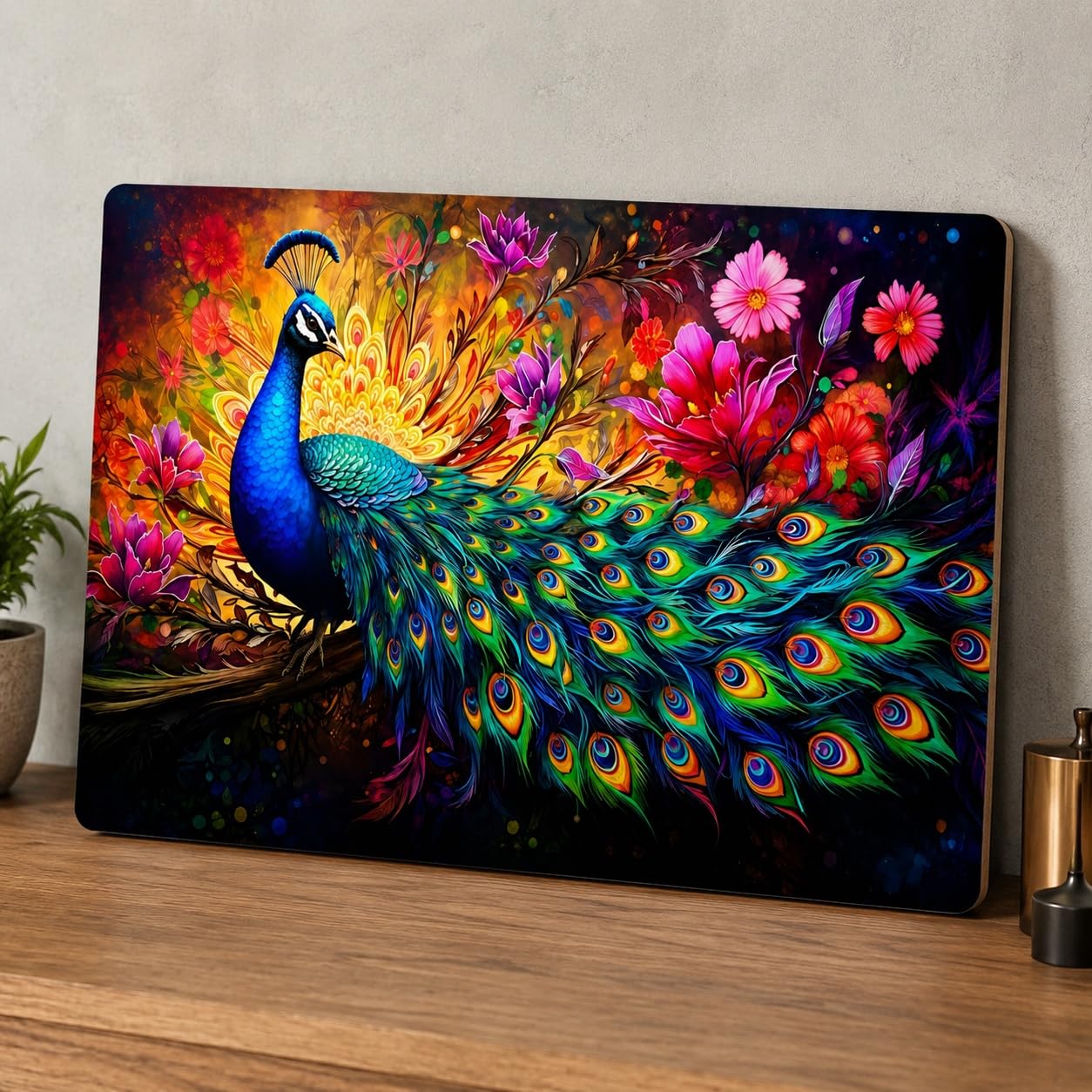 floral peacock wall painting for home