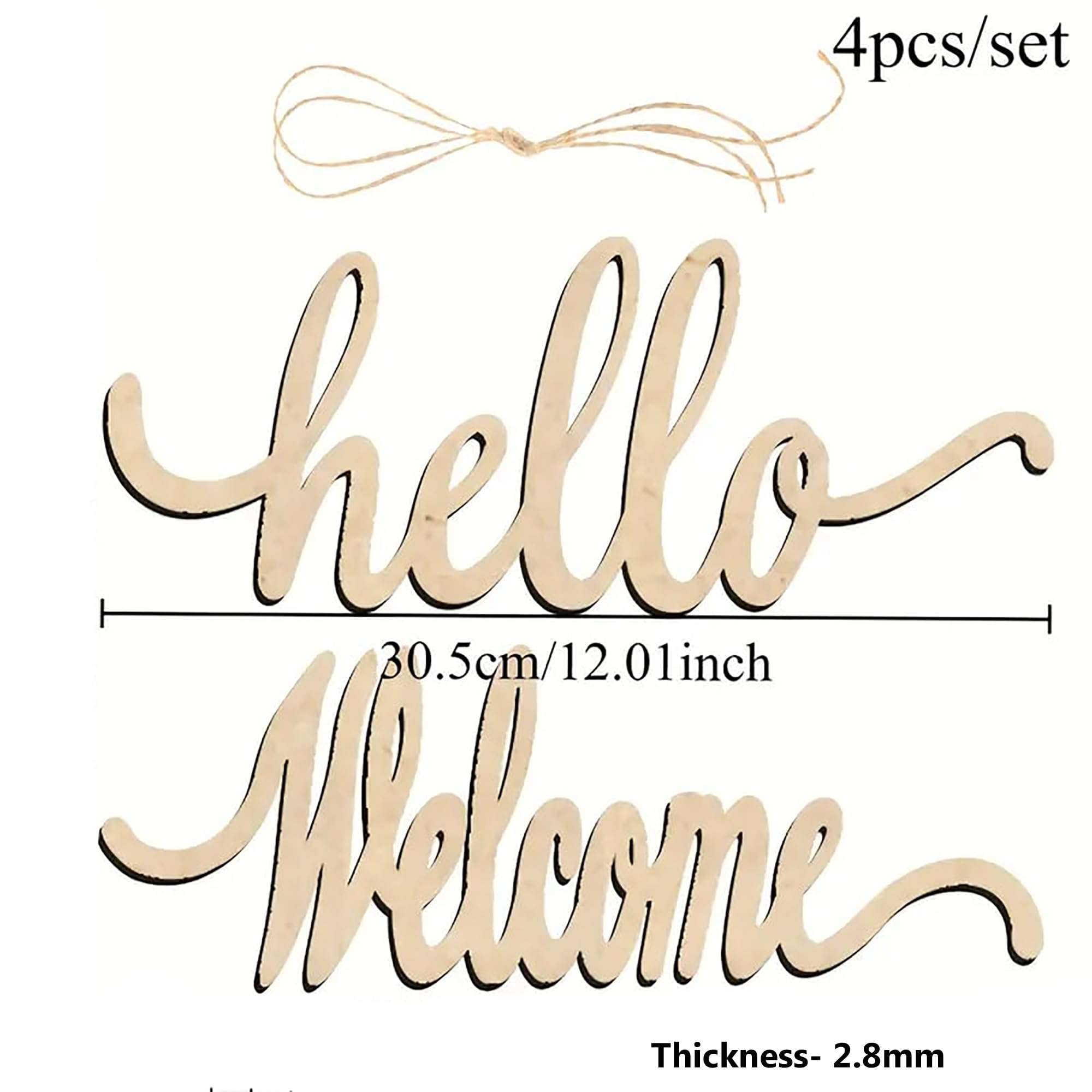 unfinished wooden hello and welcome cutouts for wall décor
