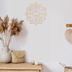 American Elm Classic Mandala Wall Art Symmetrical Floral Design in Birch Plywood Rustic Wood Decor for Home