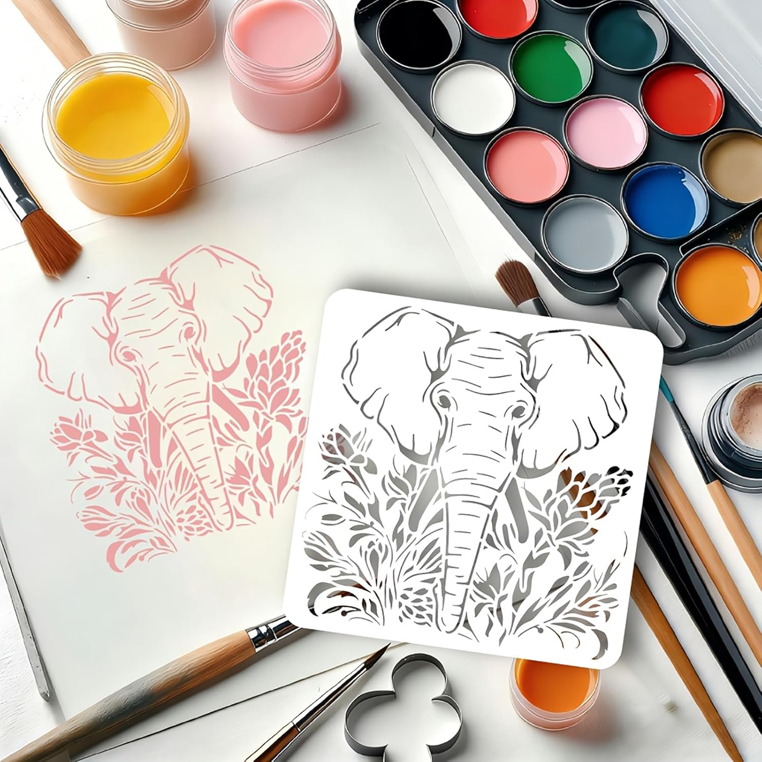 pet stencil for acrylic painting elephant design
