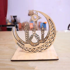 Cliths Crescent Moon Table Decor Islamic Ramadan & Eid Decoration Wooden Eid Mubarak Home Decor Gift for Muslims