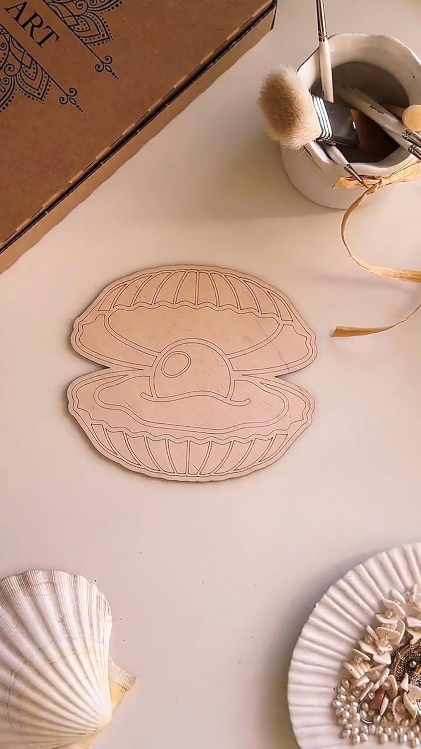 Buy 5 Piece Wooden Shell Craft Set MDF Coloring Shapes on cliths – Cliths