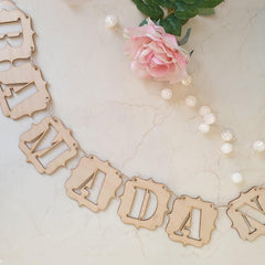 Cliths Wooden Ramadan Mubarak Banner Islamic Letter Decor for Home Door & Parties Eid Celebration Decoration