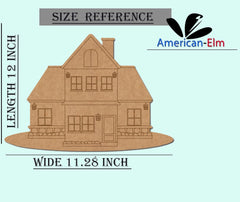 American Elm House Shape MDF Cutout Pre Marked Wooden House for DIY Crafts, Wall Decor & Painting Projects Unfinished Craft Board