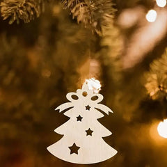 Cliths 10 Pack Wooden Tree Ornaments Paintable MDF Blanks for Easter Crafts DIY Holiday Decor & Gifts