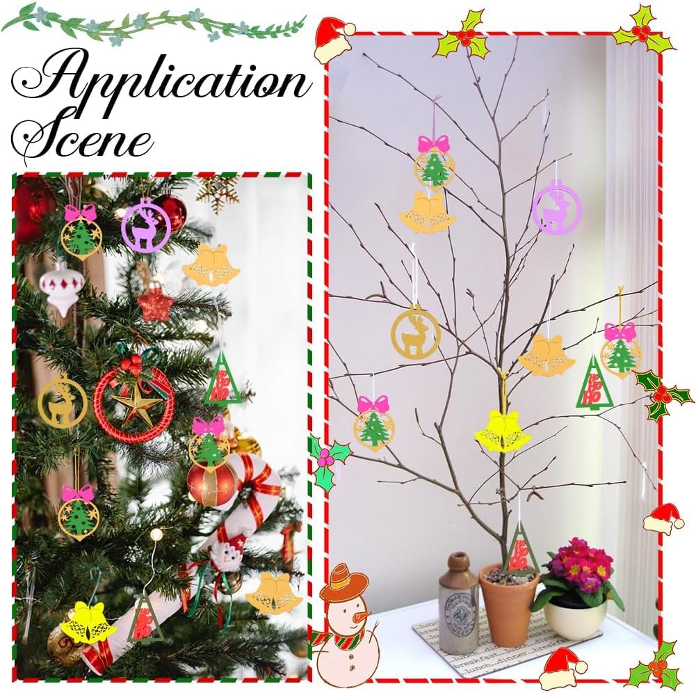 Decorative Christmas tree and branch with colorful ornaments on a white background.