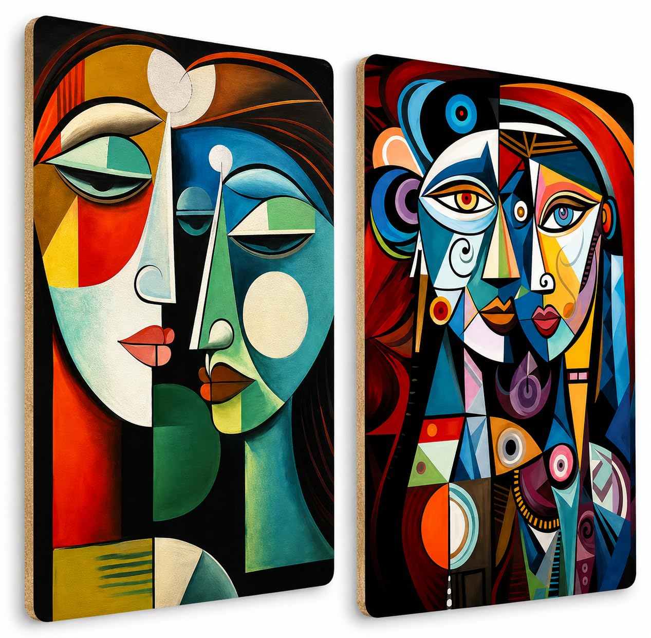 cubist face wall painting for bedroom