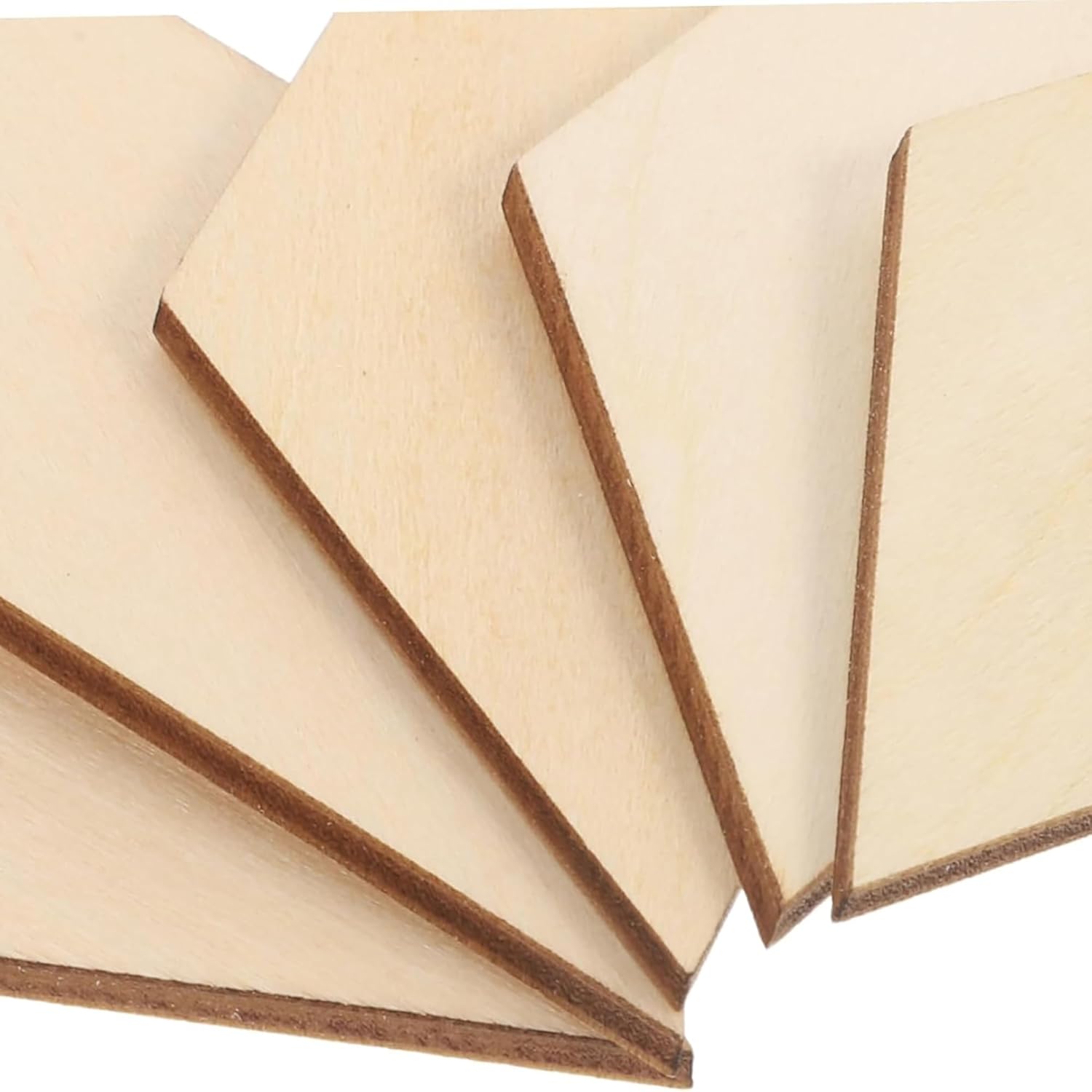 Stack of wooden panels with a plain background