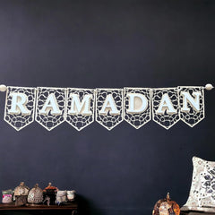 Cliths Ramadan Banner Geometric Acrylic & Wood Decor Boho Layered Festive Decoration for Wall Door Home