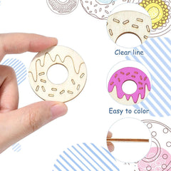Cliths Pack of 20 Wooden Donut Cutouts MDF Craft Shapes DIY Sweet Treat Decor for Home
