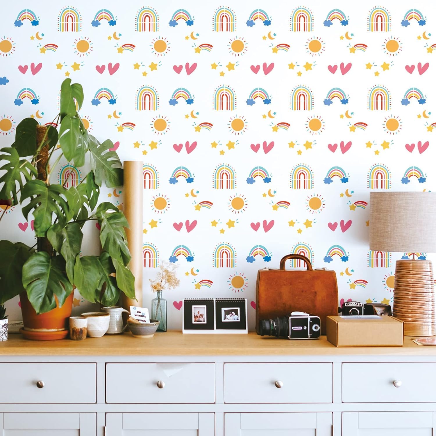 sun cloud stencil for nursery wall painting