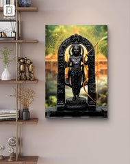 Statue painting on a wall with a shelf in the background