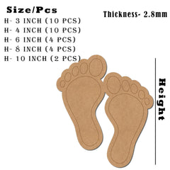 Cardboard cutout of a foot with size and thickness information displayed.