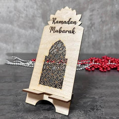Cliths Ramadan Mubarak Wooden Phone Stand Islamic Eid Gift Custom Engraved Smartphone Holder Muslim Home Decor