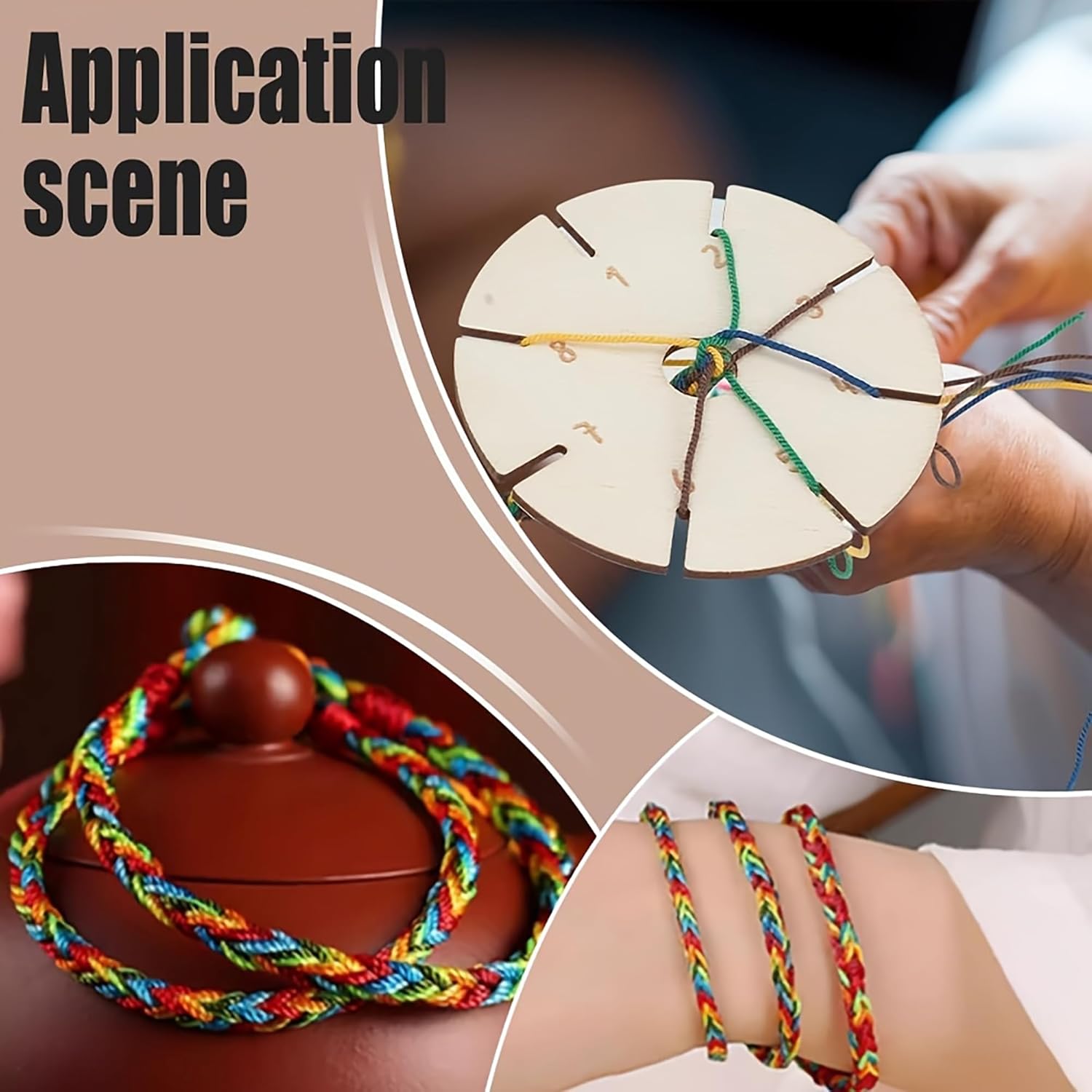 wooden disc loom for jewellery making