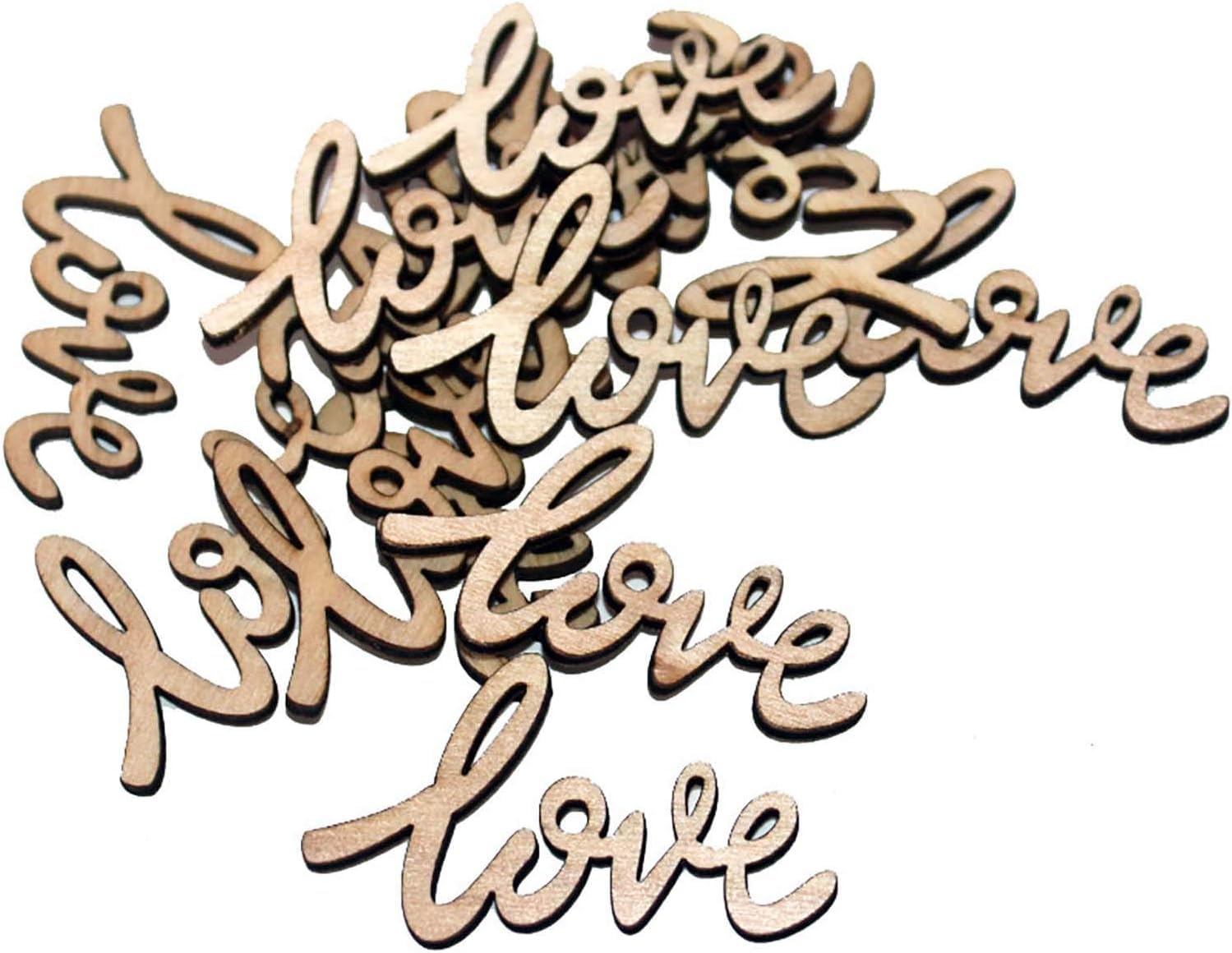 Wooden 'love' word pieces on a white background