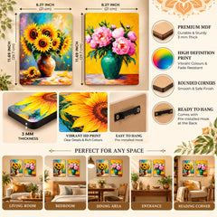 floral MDF wall hanging decor set of 2