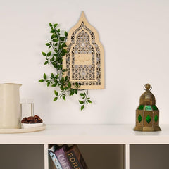 Cliths Ramadan Eid Wooden Mosque Decor Set of 2 Wreath Table Display Islamic Home Decoration