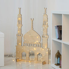 Cliths Wooden Mosque Standing Display Ramadan Eid Home Decor Islamic Art Decoration