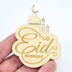 Cliths Pack of 10 Eid Mubarak Wooden Decorations Islamic Ramadan Party Decor Muslim Home & Table Decor