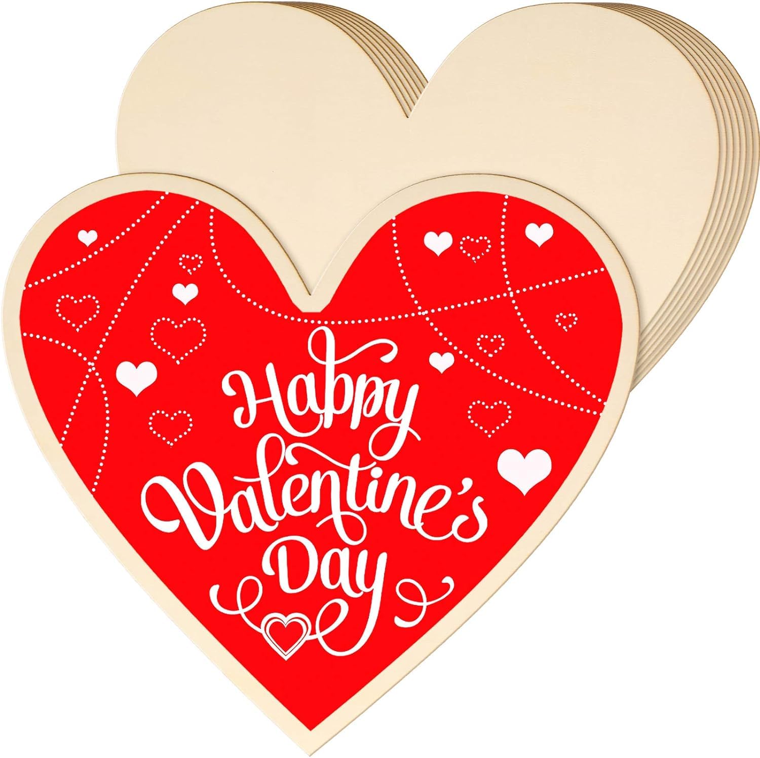 Heart-shaped wooden sign with 'Happy Valentine's Day' text on a red background