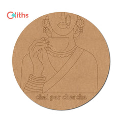 Cliths Chai Par Charcha Round Wooden Cutout Craft Decor DIY Wall Art Home Decor Indian Tea Theme Decorations