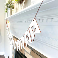 Cliths Happy Easter Wooden Banner Garland Rustic Farmhouse Sign for Spring Home Decor Party Decorations