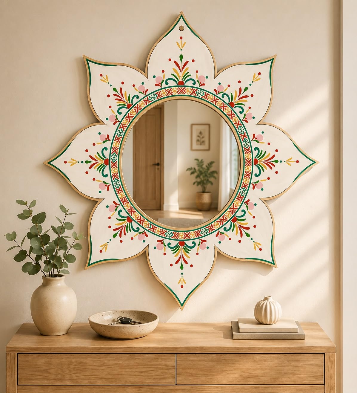 floral mirror wall hanging for home