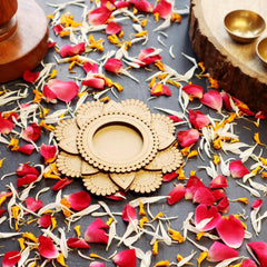 American Elm Pack of 2 Wooden T Light Candle Holders - T Light Holder for Home Decoration, Diwali Decoration Items for Home Decor, MDF Diwali Cutout, Multiple Designs (4.4 X 4.3 Inch)