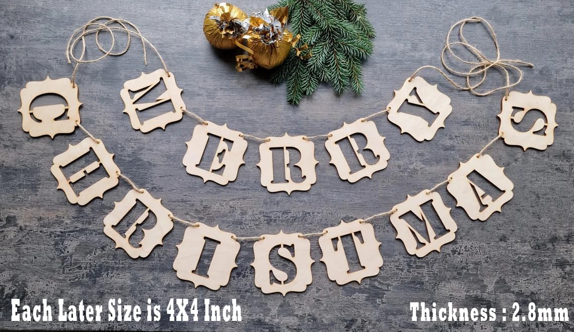 Decorative paper banner with 'Merry Christmas' text on a textured surface.